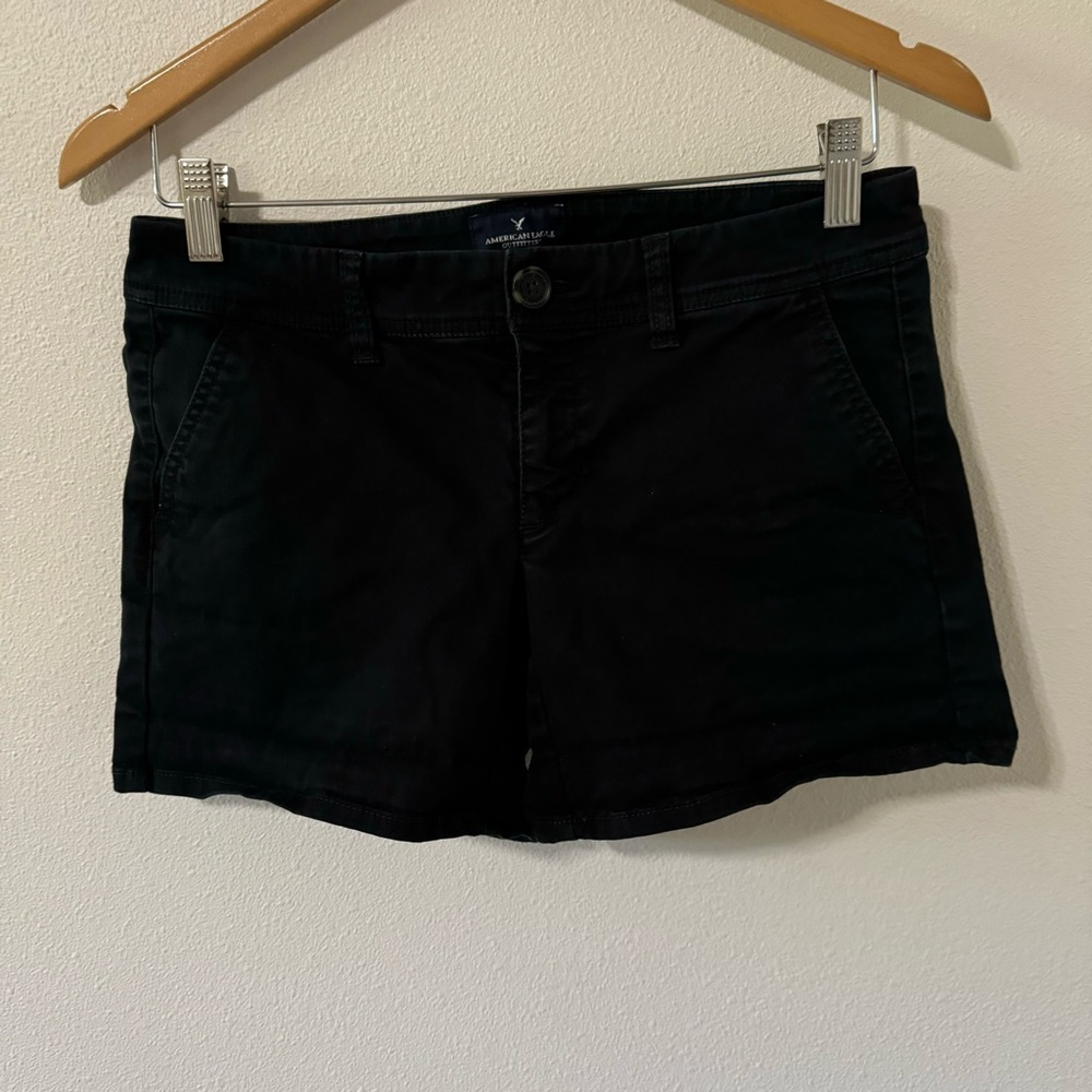 American Eagle Outfitters Midi Stretch Chino Cotton Shorts Black-2
